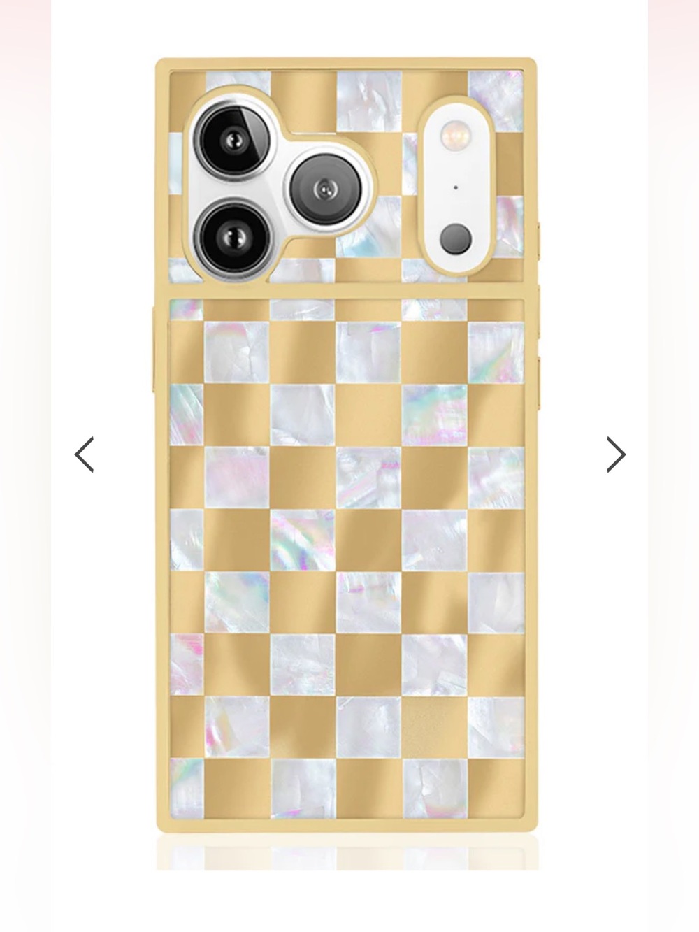 FLAUNT iPhone 17 Case Iridescent Checkerboard Phone Case - Gold & Pearl - Picture 9 of 10